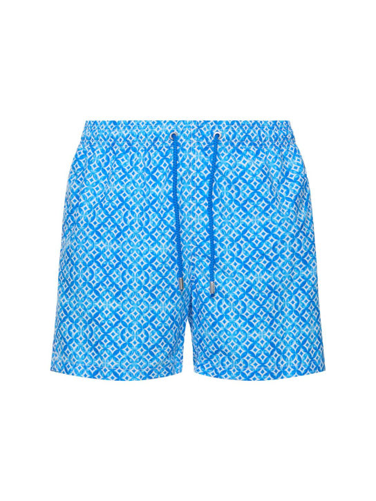 Mc2 Saint Barth: Geometric print ultralight swim shorts - 블루 - men_0 | Luisa Via Roma