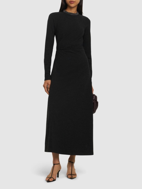 Brunello Cucinelli: Wool blend midi dress - Dark Grey - women_1 | Luisa Via Roma
