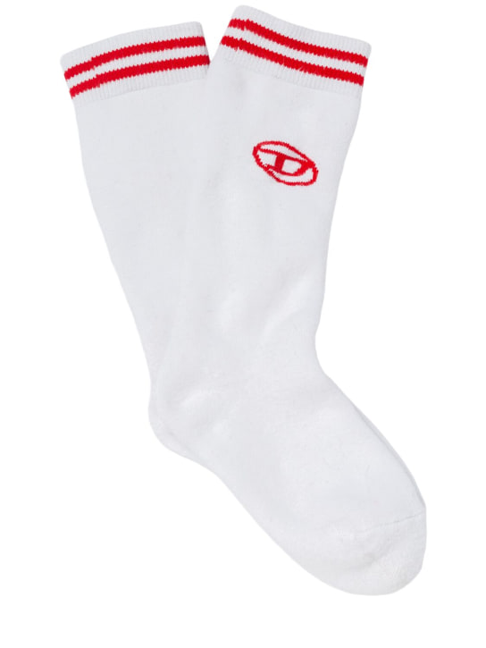 Diesel Kids: コットンブレンドニットソックス 2足セット - ブラック/ホワイト - kids-boys_0 | Luisa Via Roma