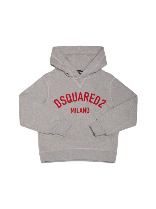 Dsquared2: Cotton hooded sweatshirt - Grey - kids-girls_0 | Luisa Via Roma