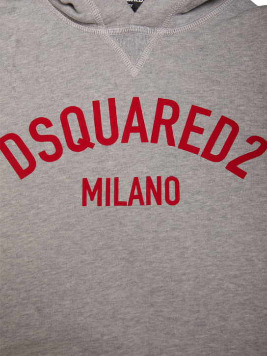 Dsquared2: Sweat-shirt en coton à capuche - Gris - kids-girls_1 | Luisa Via Roma