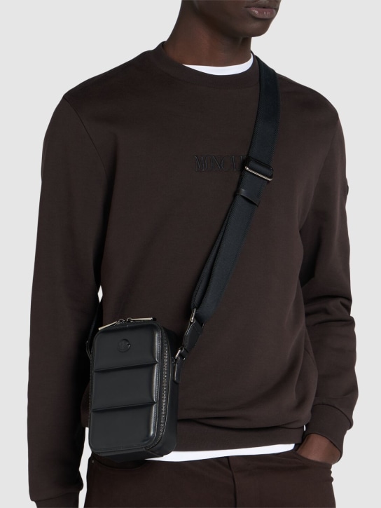 Moncler: Vertical leather crossbody bag - men_1 | Luisa Via Roma
