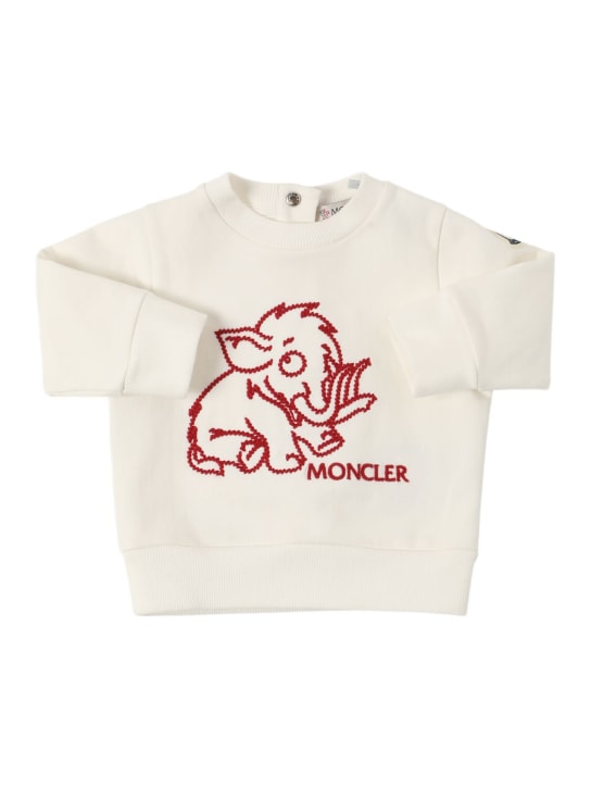 Moncler: Logo brushed cotton blend sweatshirt - kids-boys_0 | Luisa Via Roma