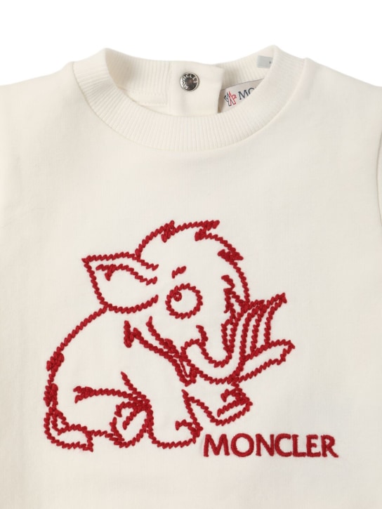 Moncler: Logo brushed cotton blend sweatshirt - kids-boys_1 | Luisa Via Roma