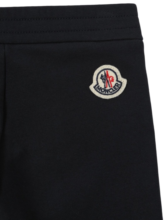 Moncler: Brushed cotton blend fleece sweatpants - Midnight Blue - kids-boys_1 | Luisa Via Roma