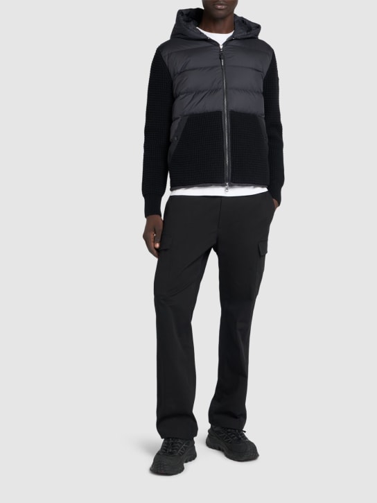 Moncler: Virgin wool & cashmere down cardigan - Black - men_1 | Luisa Via Roma