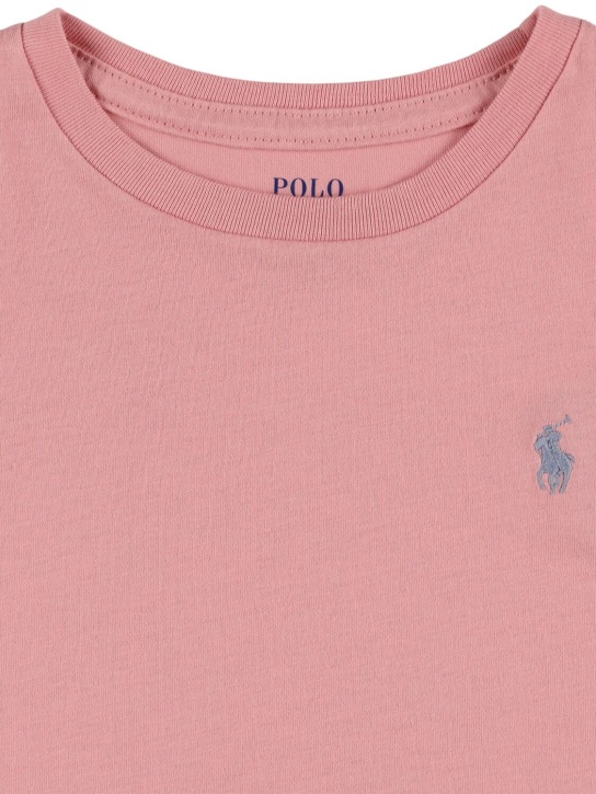 Polo Ralph Lauren: T-shirt in jersey di cotone con logo - Rosa - kids-girls_1 | Luisa Via Roma