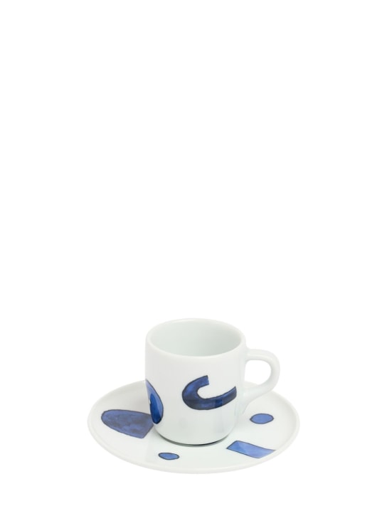 Alessi: Lot de 4 tasses à café & soucoupes Itsumo - Blanc/Bleu - ecraft_0 | Luisa Via Roma