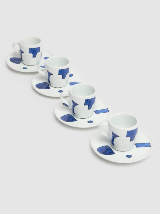 Alessi: Set of 4 Itsumo espresso cups & saucers - Beyaz/Mavi - ecraft_1 | Luisa Via Roma