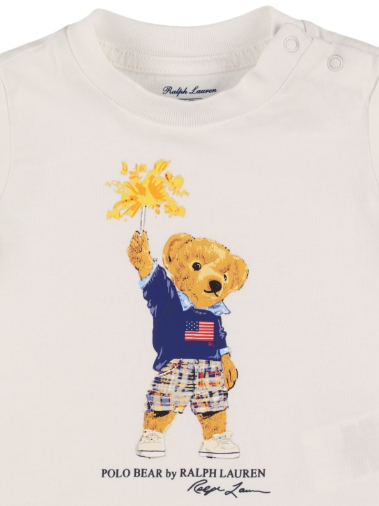 Polo Ralph Lauren: Bear print cotton jersey t-shirt - Beyaz - kids-girls_1 | Luisa Via Roma