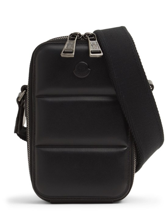 Moncler: Vertical leather crossbody bag - men_0 | Luisa Via Roma