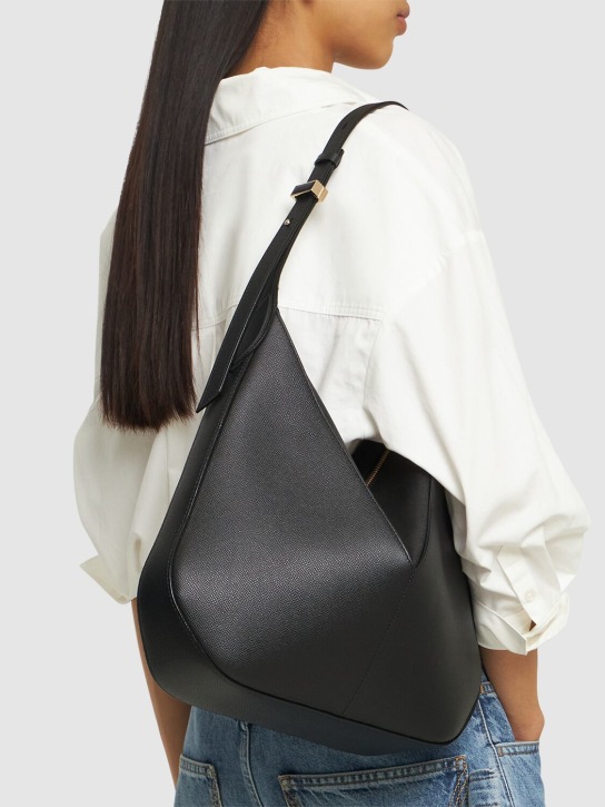 Valextra: Small Vivi leather hobo bag - Black - women_1 | Luisa Via Roma
