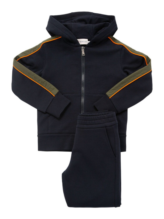 Moncler: Brushed cotton fleece zip-up sweatshirt - kids-boys_0 | Luisa Via Roma