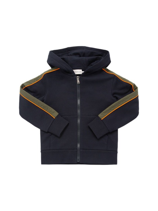 Moncler: Brushed cotton fleece zip-up sweatshirt - kids-boys_1 | Luisa Via Roma