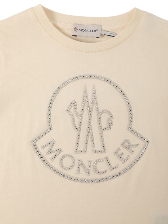 Moncler: Crystal logo cotton t-shirt - Weiß - kids-girls_1 | Luisa Via Roma