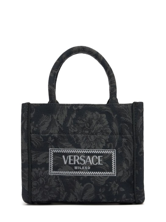 Versace: Sac XS en jacquard brodé Barocco - Noir - women_0 | Luisa Via Roma