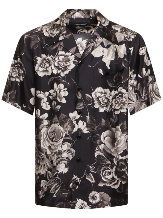 Dolce&Gabbana: Camicia in seta a fiori - Multicolore - men_0 | Luisa Via Roma