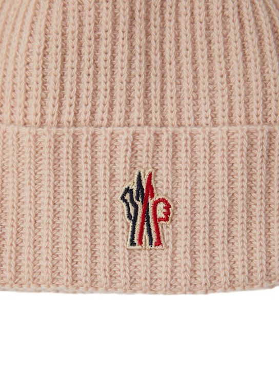 Moncler Grenoble: Logo virgin wool beanie - kids-girls_1 | Luisa Via Roma
