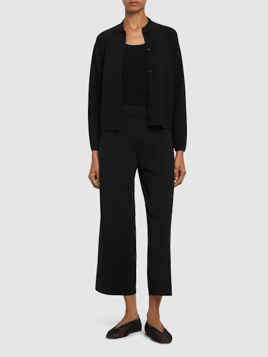 Max Mara: Grembo cropped wide leg crepe pants - women_1 | Luisa Via Roma