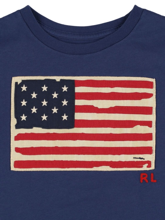 Polo Ralph Lauren: Besticktes T-Shirt aus Baumwolljersey - Dunkelblau - kids-girls_1 | Luisa Via Roma