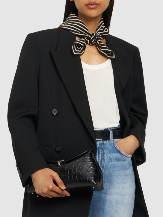 Toteme: T-Lock croc embossed leather clutch - women_1 | Luisa Via Roma