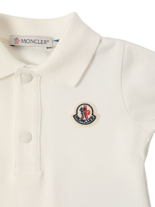 Moncler: Logo cotton piquet polo shirt - Silk White - kids-boys_1 | Luisa Via Roma