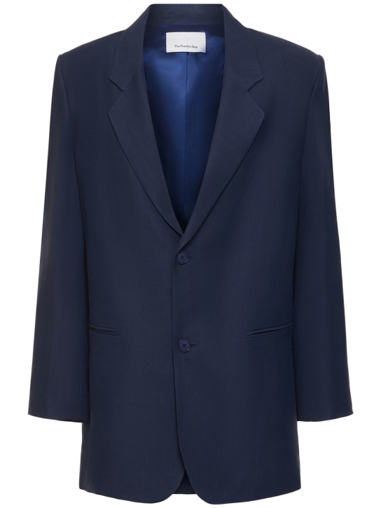 The Frankie Shop: Aiden linen & viscose blazer - Blue - women_0 | Luisa Via Roma