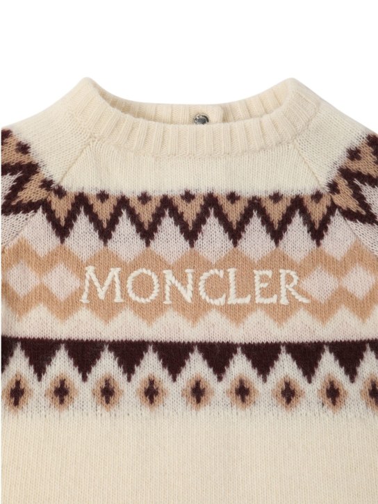 Moncler: Virgin wool crewneck sweater - White/Multi - kids-girls_1 | Luisa Via Roma