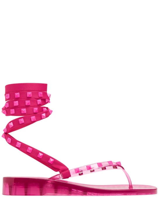 Valentino Garavani: 10mm hohe Sandalen aus PVC "Summer Rockstud" - Fuchsie - women_0 | Luisa Via Roma