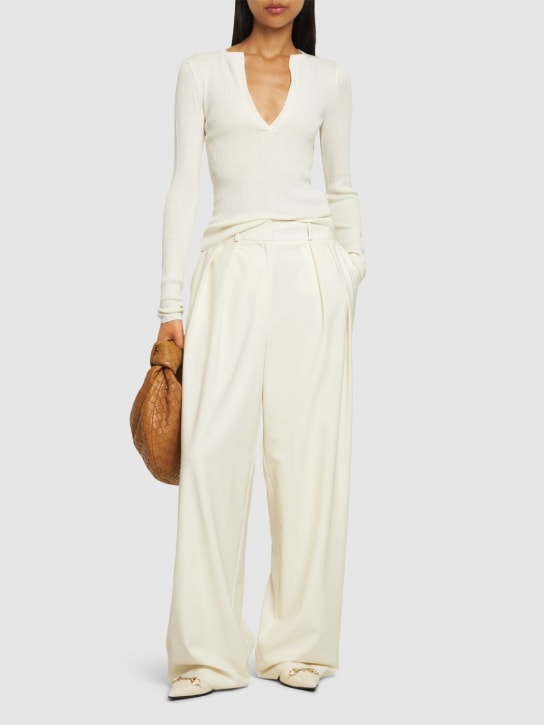 Max Mara: Urlo silk & cashmere long sleeve top - Ivory - women_1 | Luisa Via Roma
