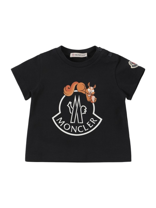 Moncler: Logo cotton blend jersey t-shirt - kids-boys_0 | Luisa Via Roma