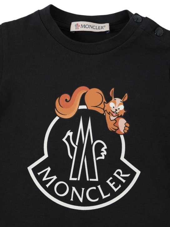 Moncler: Logo cotton blend jersey t-shirt - kids-boys_1 | Luisa Via Roma