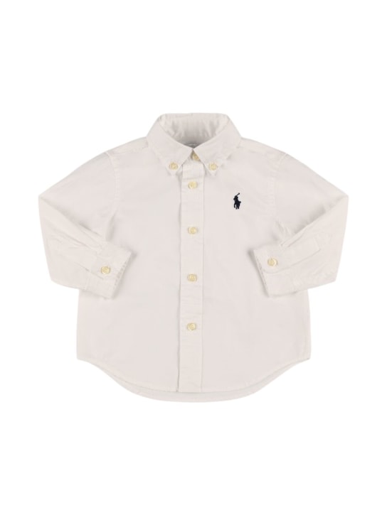 Polo Ralph Lauren: Camicia in popeline di cotone con logo - Bianco - kids-boys_0 | Luisa Via Roma
