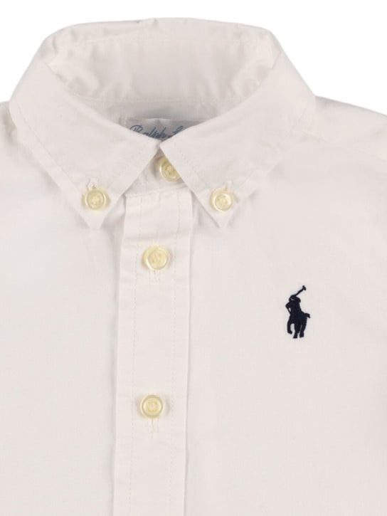 Polo Ralph Lauren: Embroidered logo cotton poplin shirt - Beyaz - kids-boys_1 | Luisa Via Roma