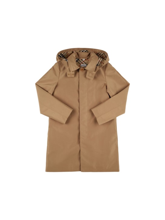Burberry: Trench-coat en gabardine de nylon - Beige - kids-girls_0 | Luisa Via Roma