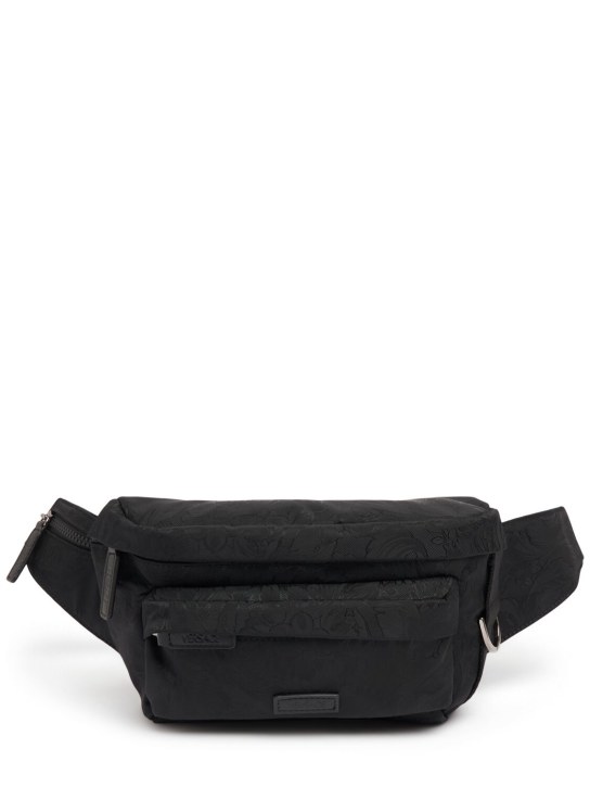 Versace: Barocco nylon belt bag - Black - men_0 | Luisa Via Roma
