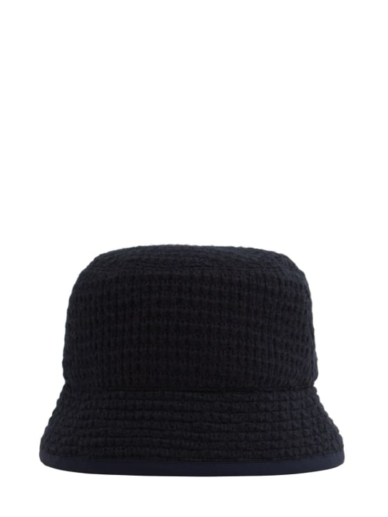 Moncler: Logo bonded virgin wool blend bucket hat - men_7 | Luisa Via Roma