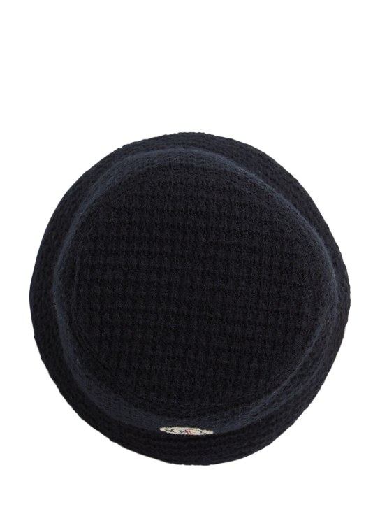 Moncler: Logo bonded virgin wool blend bucket hat - men_6 | Luisa Via Roma