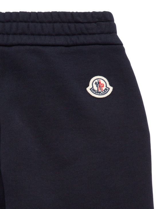 Moncler: Brushed cotton fleece sweatpants - Bleu Nuit - kids-boys_1 | Luisa Via Roma