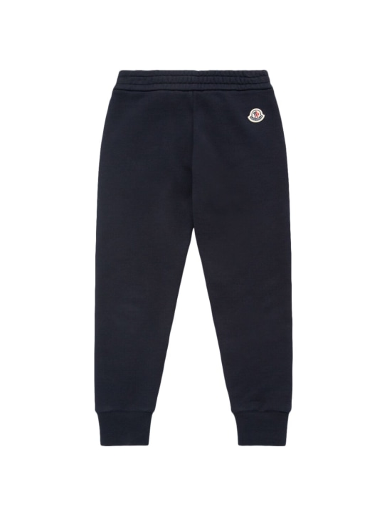 Moncler: Brushed cotton fleece sweatpants - Midnight Blue - kids-boys_0 | Luisa Via Roma