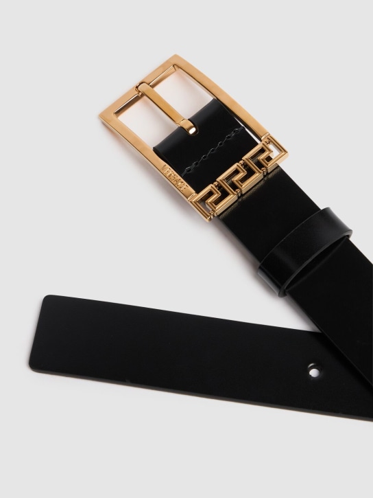 Versace: Cinturón de piel 30mm - Negro/Dorado - men_1 | Luisa Via Roma