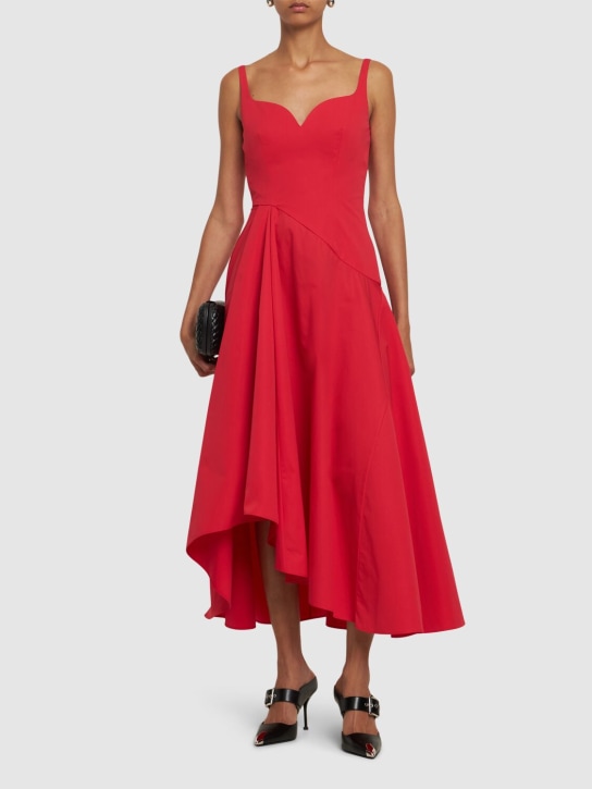 Alexander McQueen: Poplin midi dress - Lust Red - women_1 | Luisa Via Roma
