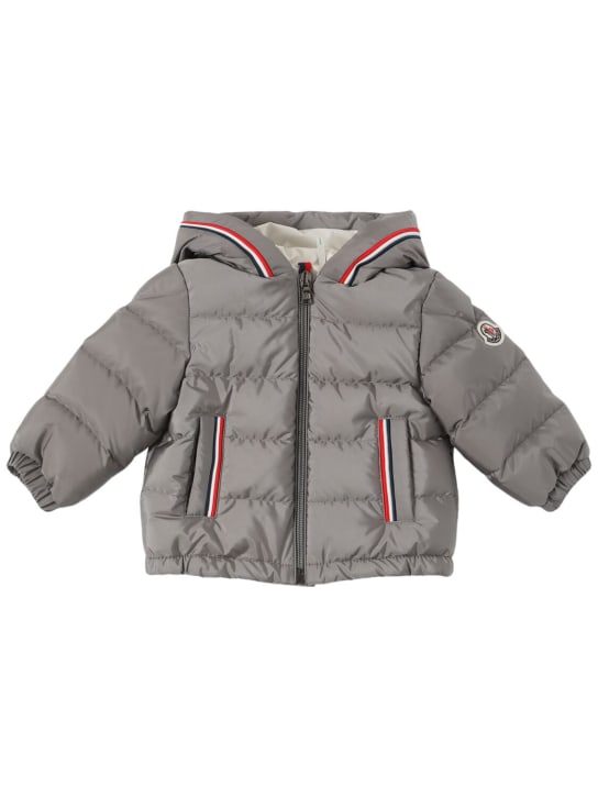 Moncler: Merary nylon down jacket - Gris - kids-boys_0 | Luisa Via Roma