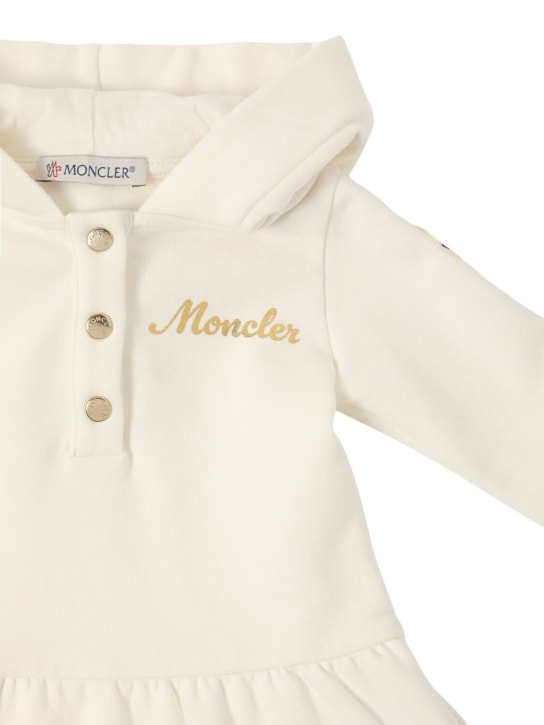 Moncler: Brushed stretch cotton hoodie dress - Bianco - kids-girls_1 | Luisa Via Roma
