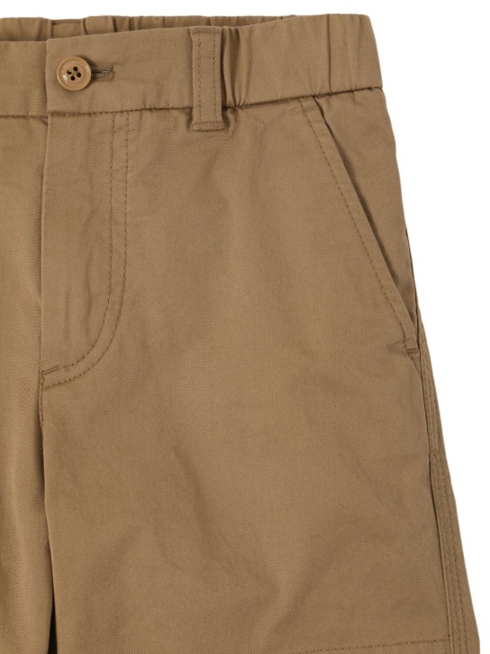 Moncler: Pantalones de sarga de algodón stretch - Beige - kids-boys_1 | Luisa Via Roma