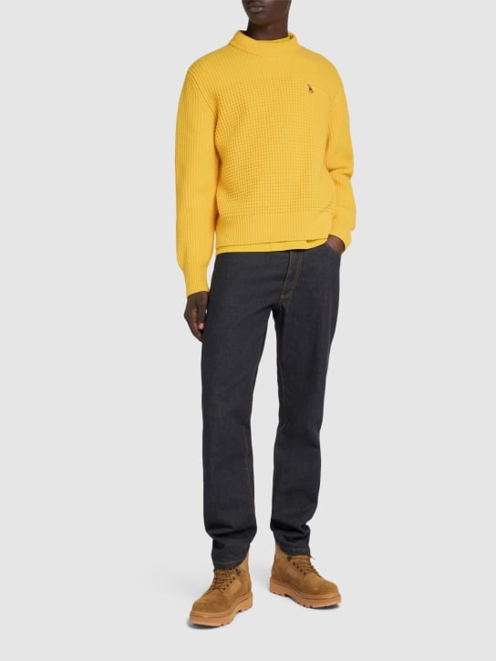 Moncler: Virgin wool & cashmere sweater - Yellow - men_1 | Luisa Via Roma