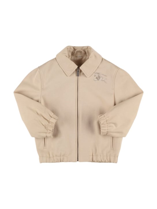 Burberry: Cotton blend jacket - Beige - kids-girls_0 | Luisa Via Roma