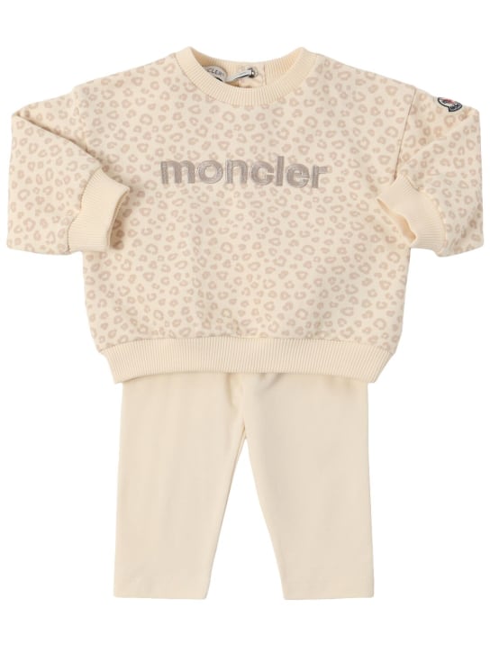 Moncler: Logo cotton sweatshirt & sweatpants - White - kids-girls_0 | Luisa Via Roma