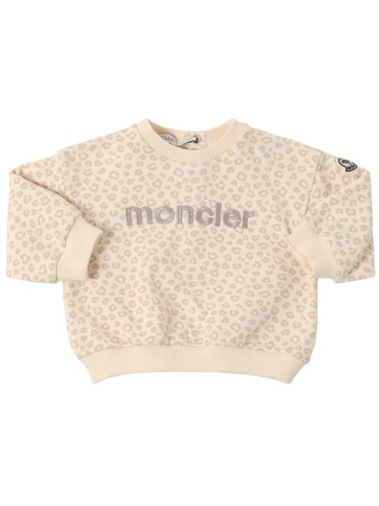 Moncler: Logo cotton sweatshirt & sweatpants - White - kids-girls_1 | Luisa Via Roma