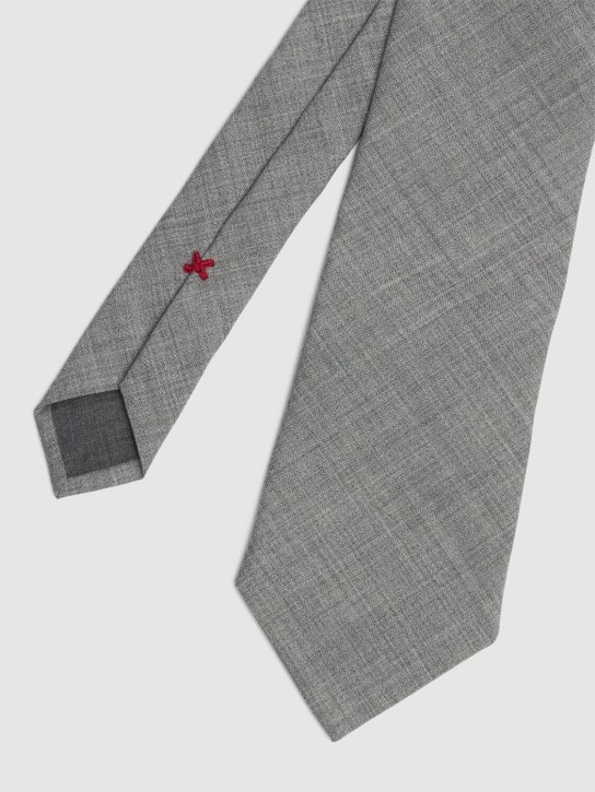 Brunello Cucinelli: 120's wool tie - Grey - men_1 | Luisa Via Roma